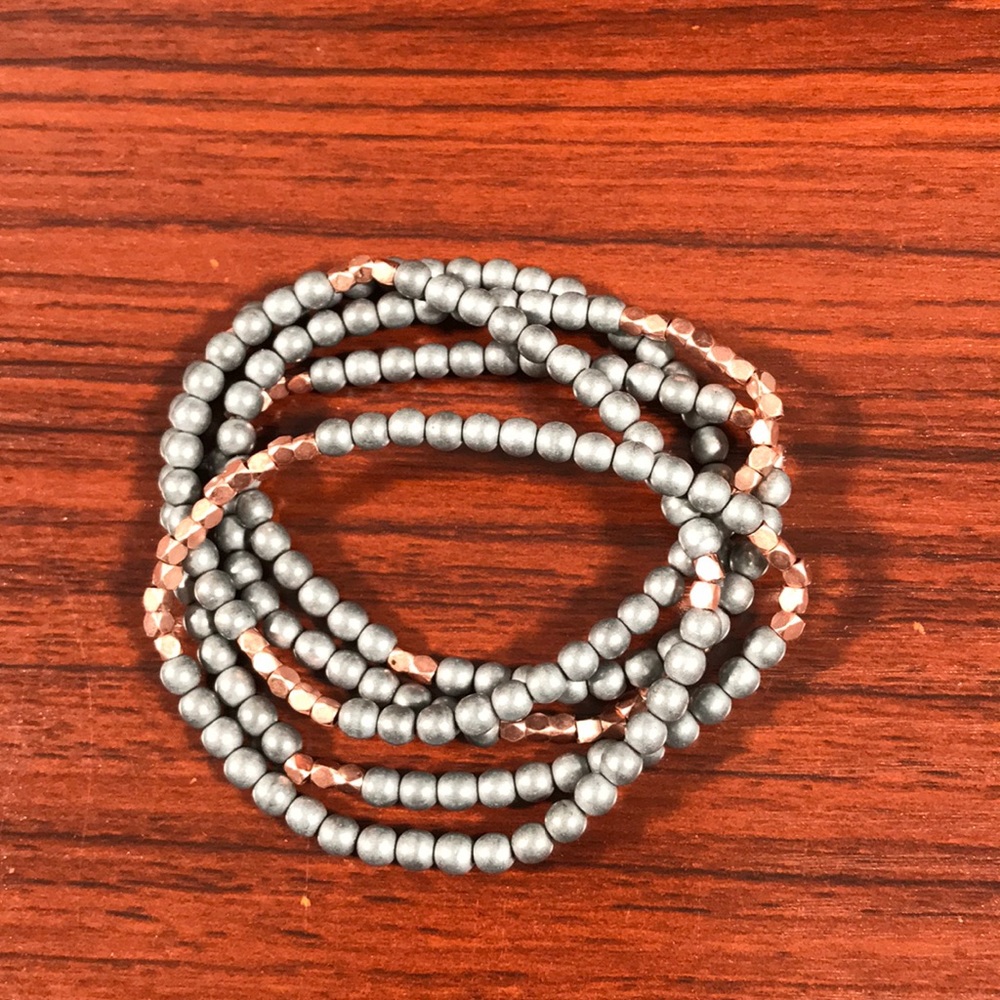 Gray Copper Beaded Bracelet/Necklace